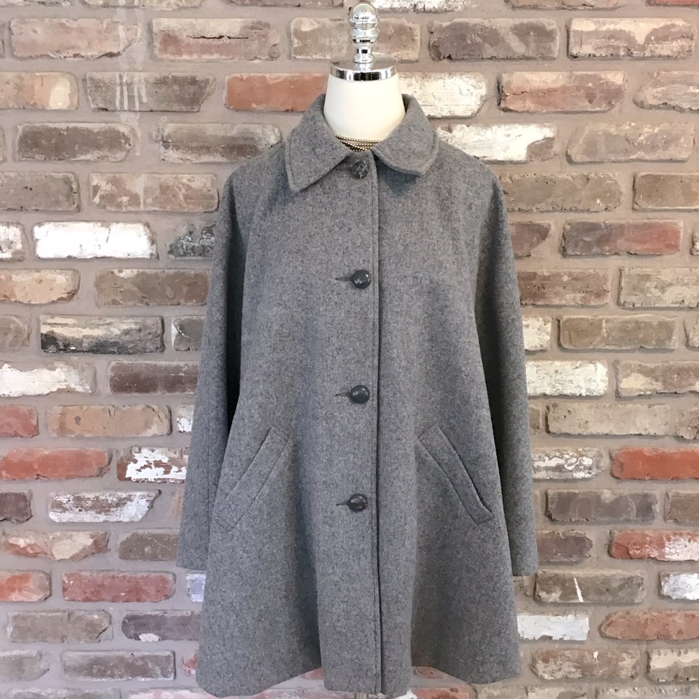 Vintage Gray Wool Cape Coat